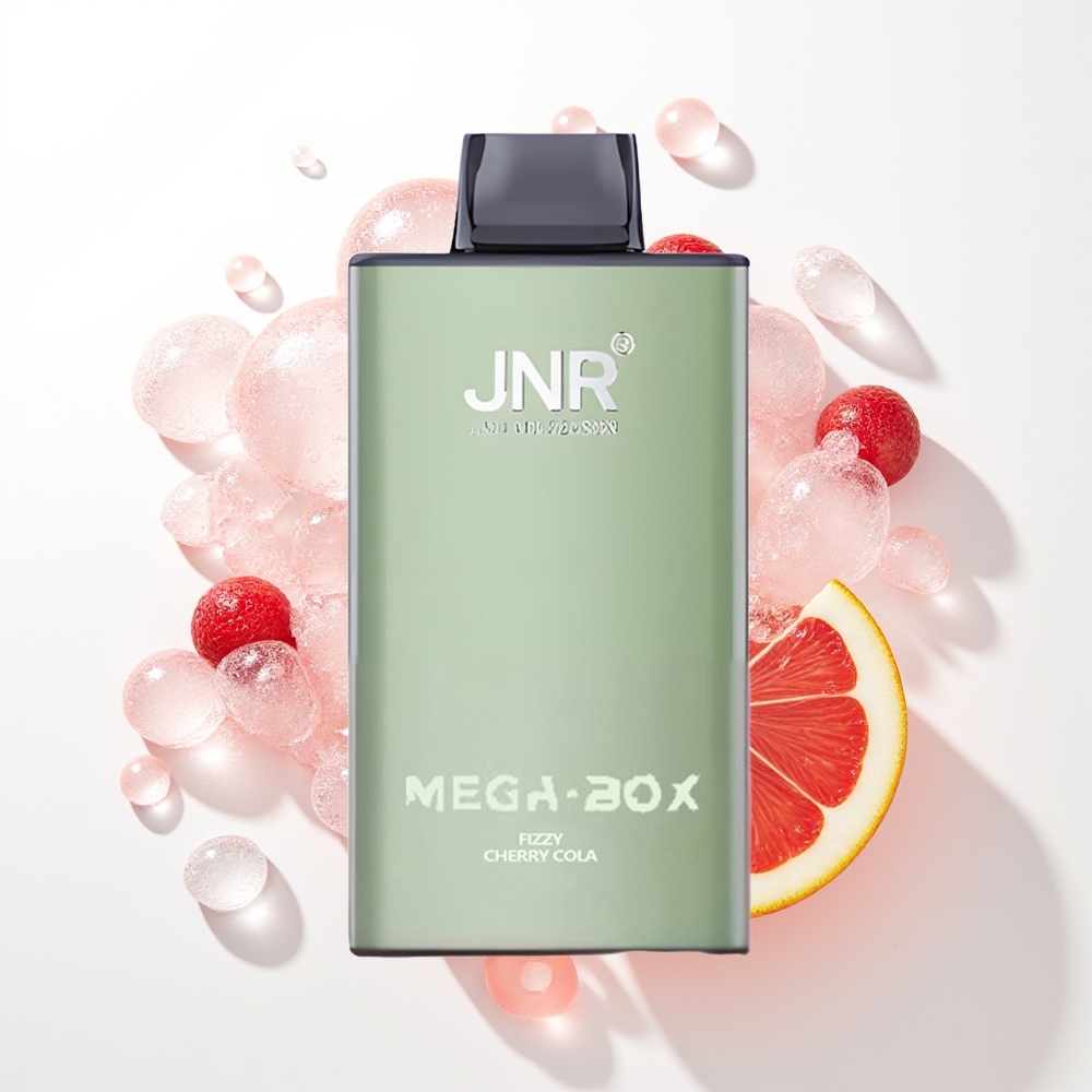 JNR Mega Box 25000 Pūšu Vienreizējās Lietošanas Vape Dzirkstošā Ķiršu Kola ar 30ml E-liquid, 850mAh Battery, Dual Mesh Coil & Dual Core, Type-C Quick Charge