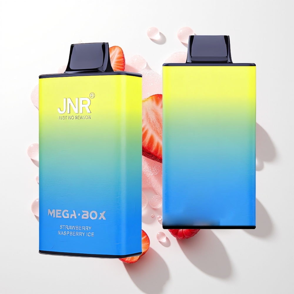 JNR Mega Box 25000 Puffs Izmēģinājams Vape Zemeņu Aveņu Ledus ar 30ml E-šķidruma, 850mAh Akumulatoru, Dual Mesh Coil & Dual Core, Type-C Ātrā Uzlāde
