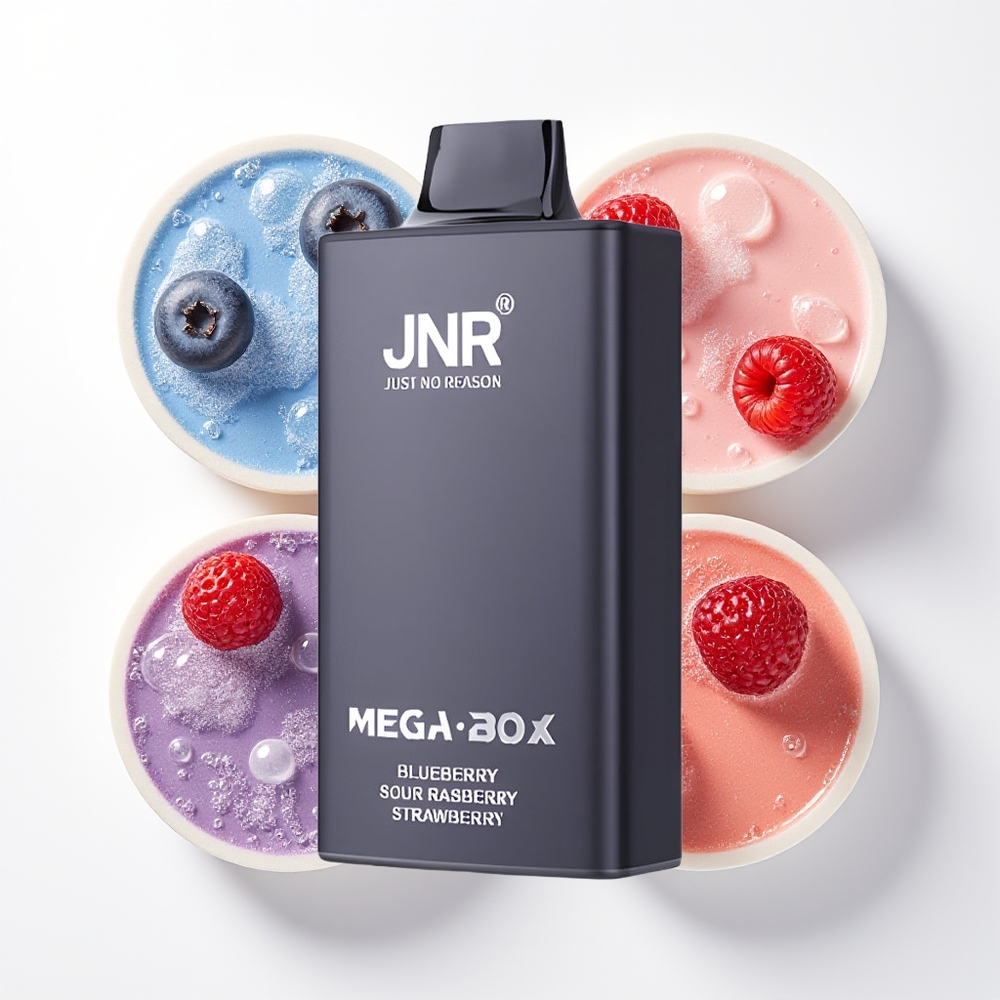 JNR Mega Box 25000 Puffs Izmešojamā Veipa Zilene Skābā Aveņu Zemene