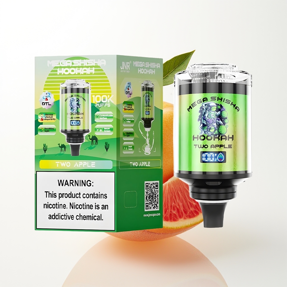 JNR Mega Shisha Hookah 100K Divi Āboli 60ml 2200mAh Gaisa Plūsma Tipa-C Uzlāde