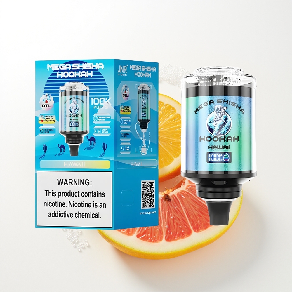 JNR Mega Shisha Hookah 100K Galda Saderība Havaji 2200mAh 60ml 2% Nikotīns Gaisa Plūsma