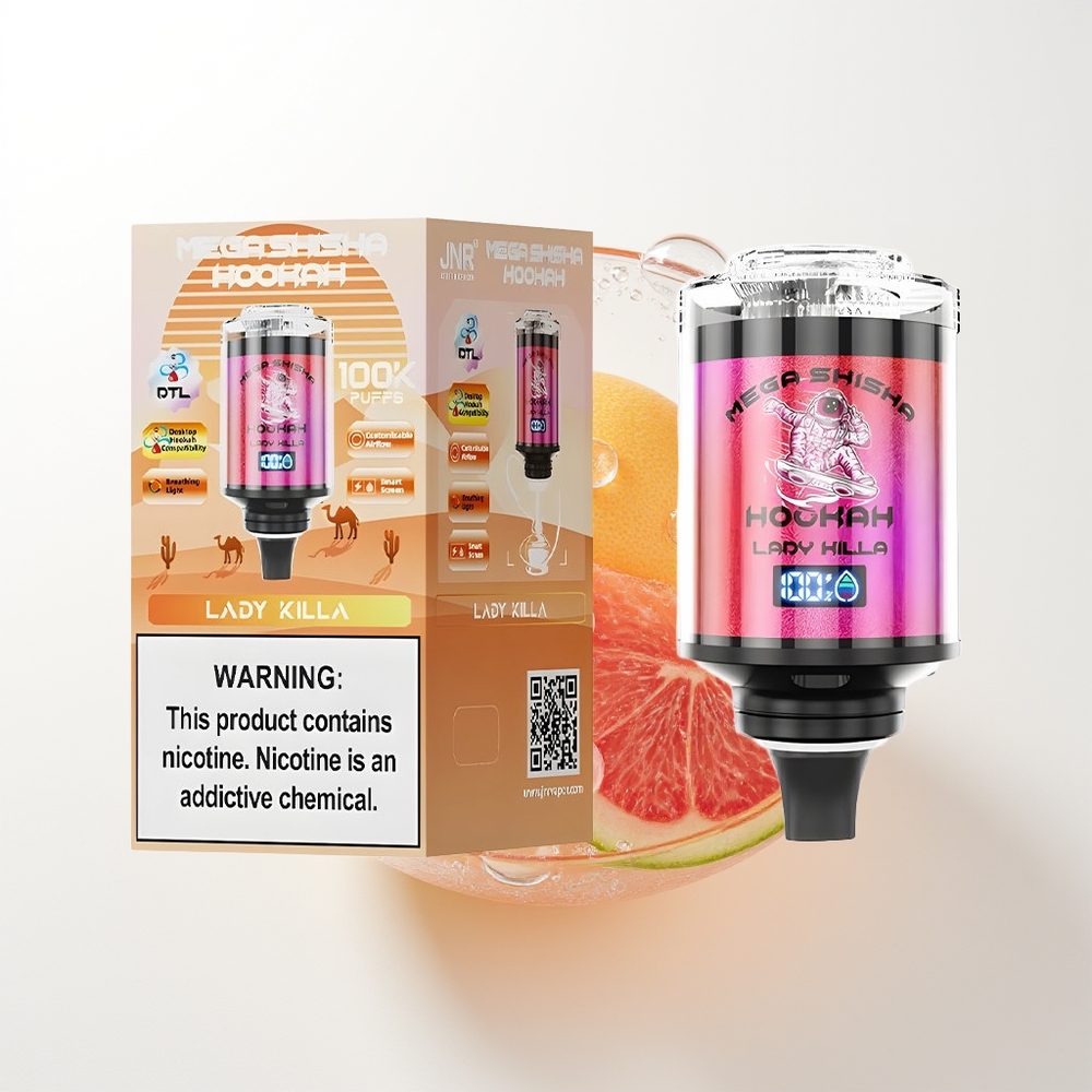 JNR Mega Shisha Hookah 100K Galda Saderība Lady Killa 100 000 Iekšpūšu 60ml e-Sķidruma 2200mAh Uzlādes Gaismas Ekrāns