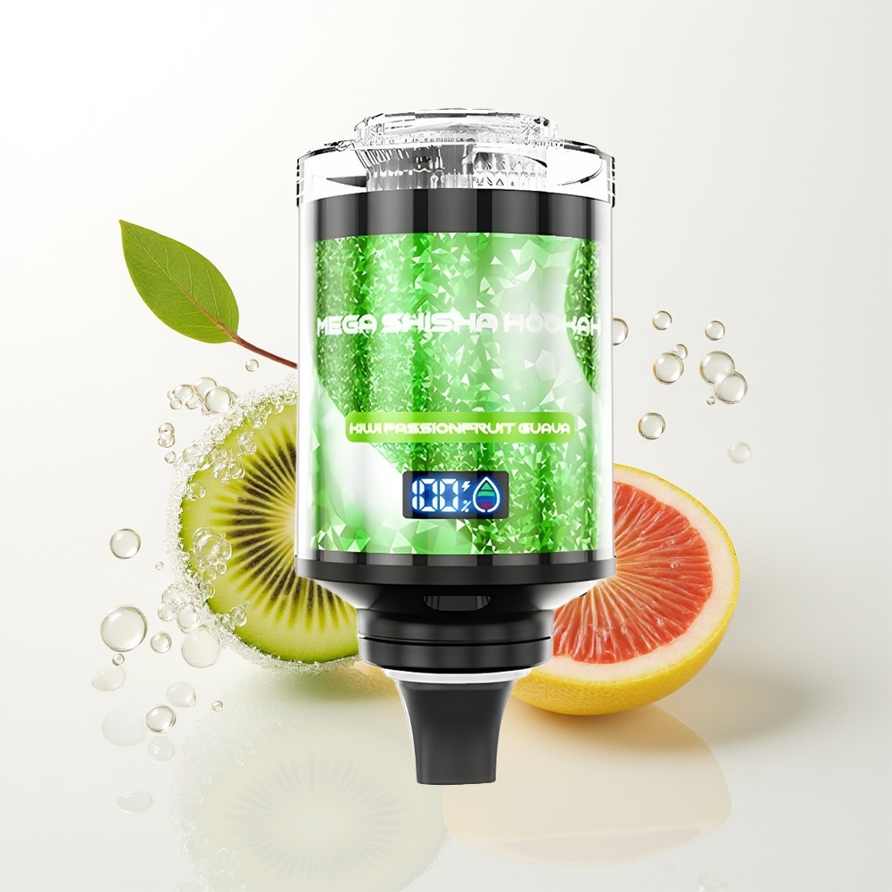 JNR Mega Shisha Hookah 100K Galda Saderināmība Kivi Pasifrukts Gvava 2200mAh 60ml 2% nikotīns