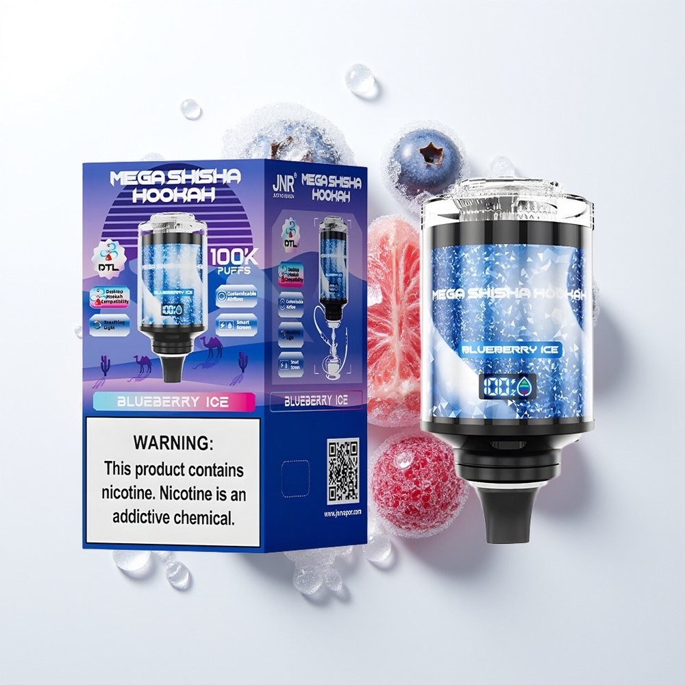 JNR Mega Shisha Hookah 100K Mēlešu Zilā Kaparīte Ledus Darbvirsmas Saderība 60ml 2200mAh Gaismas Ekrāns