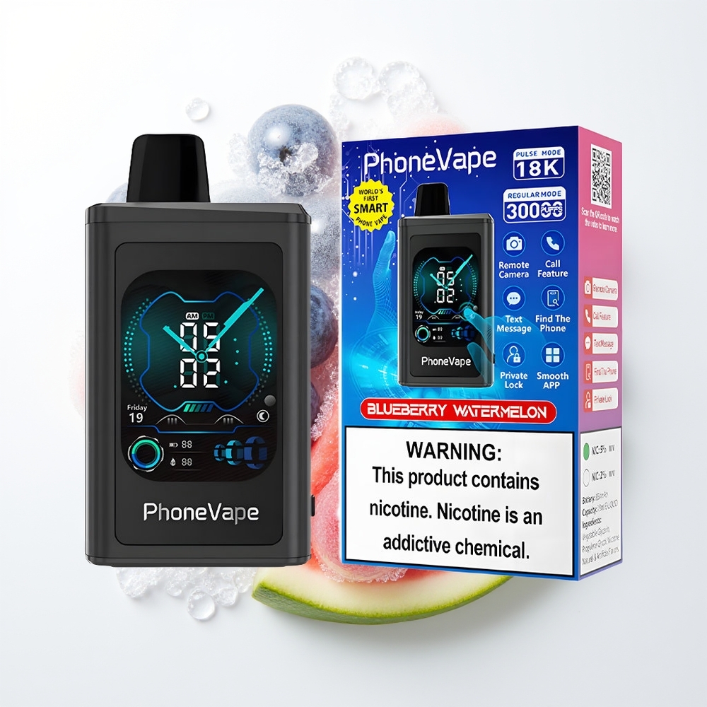 JNR PhoneVape 30000 puffs Zemenes Arbūzs Pilnā Displeja Ekrāna Tipa-C Uzlādes Turbo Režīms