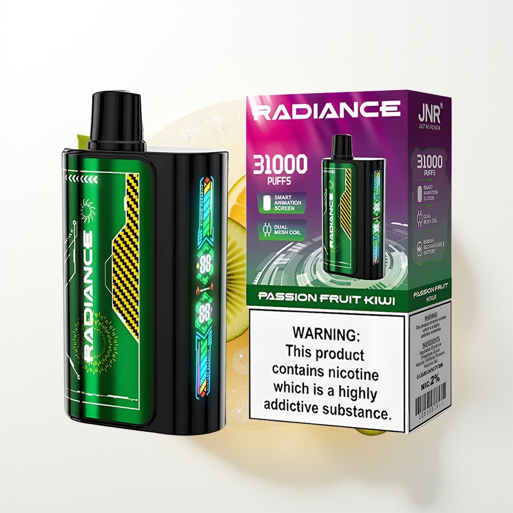 JNR Radiance 31000 Pūšu Vienreizējās Lietošanas Vape Pasiflora Kivi 28ml E-liquid 950 mAh Type-C