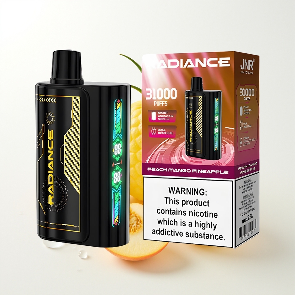 JNR Radiance 31000 Puffs (28ml) Divkoku Persiku Mango Ananāsu (Dual Mesh Coil, Type-C)