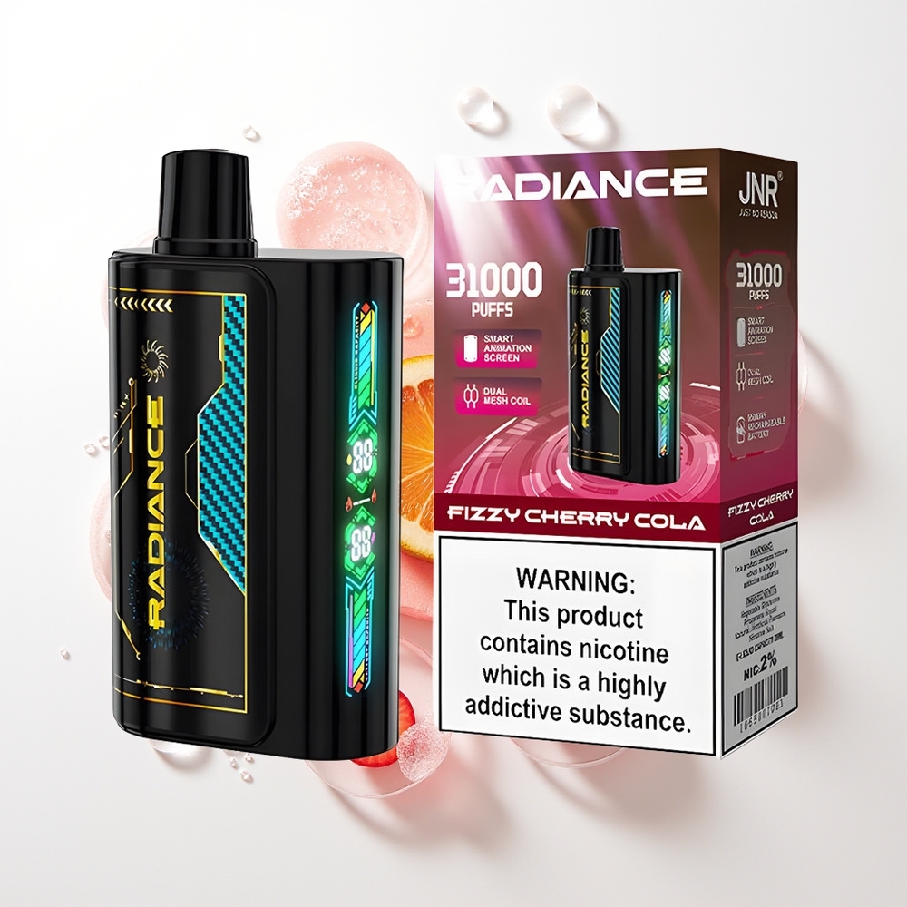 JNR Radiance 31000 Puffs Vienreizējās Lietošanas Vape Dzirkstošā Ķiršu Kola 28ml Dual Mesh 950mAh 2%