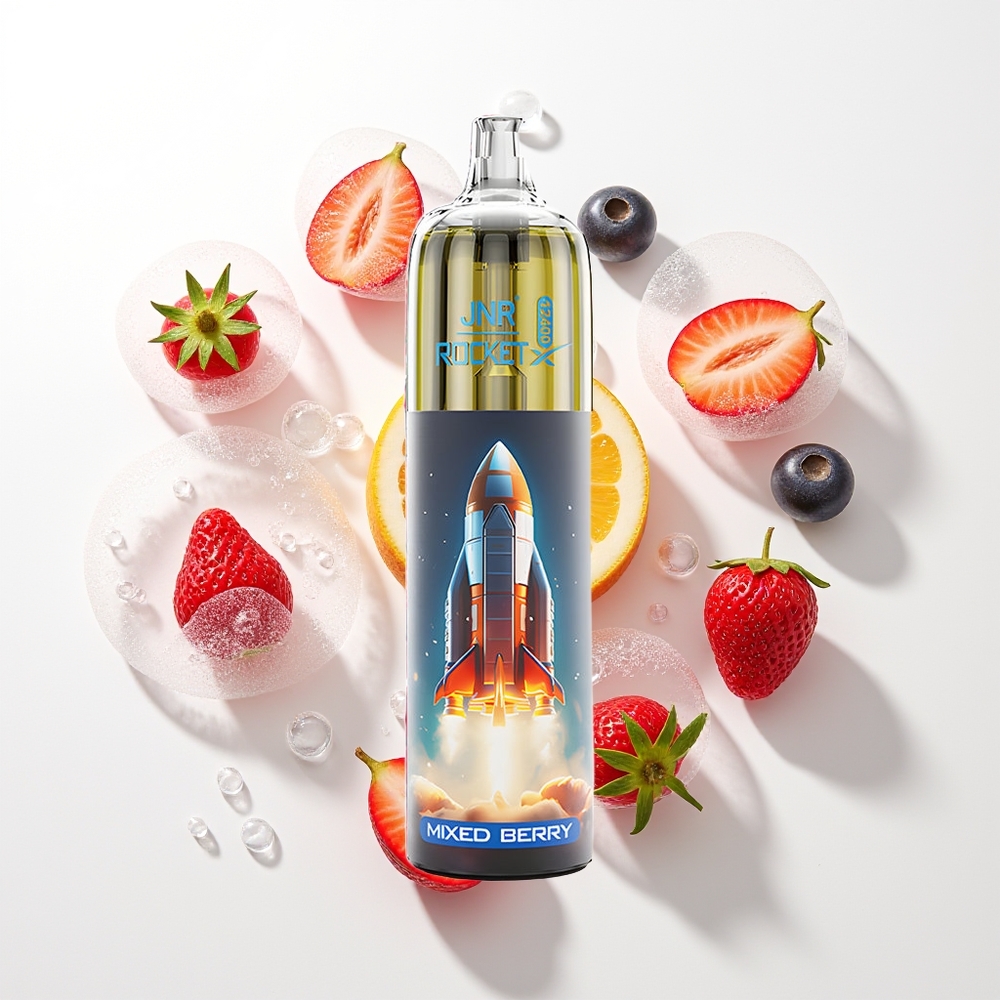 JNR Rocket-X 12400 Pūšu Izkliedējamais Veips Jauktās Ogles (RGB Gaismas, 1.2ohm Tīkls Spole, 850mAh Akumulators, 25ml e-Skapīšu Ietilpība, Type-C Ātrā Uzlāde)