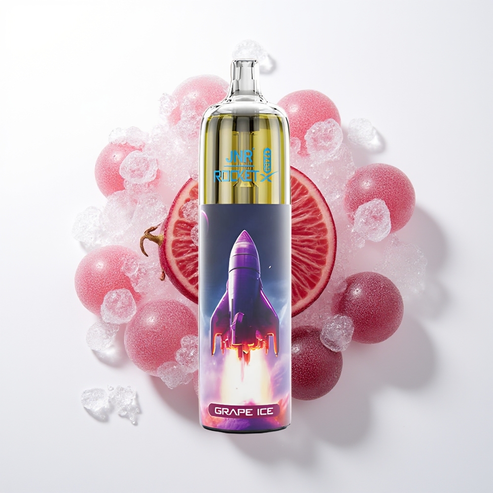 JNR Rocket-X 12400 Puffs Vienreizējās Lietošanas Vape Vīnogu Ledus ar Adjustable Airflow, RGB Gaismām, 1.2ohm Mesh Coil, 850mAh Battery, 25ml e-Liquid, Type-C Quick Charge, Nicotine 0%/2%/5%