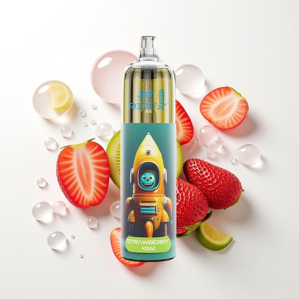 JNR Rocket-X 12400 Puffs Vienreizējās Lietošanas Vape Zemeņu Kivi Regulējams Gaisa Plūsma RGB Gaismas 1.2ohm Sietas Spole 850mAh Akumulators 25ml eŠķidrums Type-C Ātrā Uzlāde