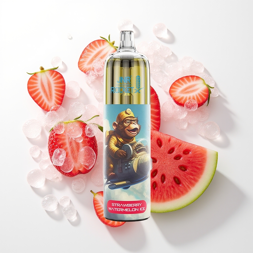 JNR Rocket-X 12400 Puffs Vienreizējās Lietošanas Vape Zemeneņu Arbūza Ledus ar Adjustable Airflow, RGB Gaismām, 1.2ohm Mesh Coil, 850mAh Battery, 25ml e-Liquid, Type-C Quick Charge, Nikotīns 0%,2%,5%