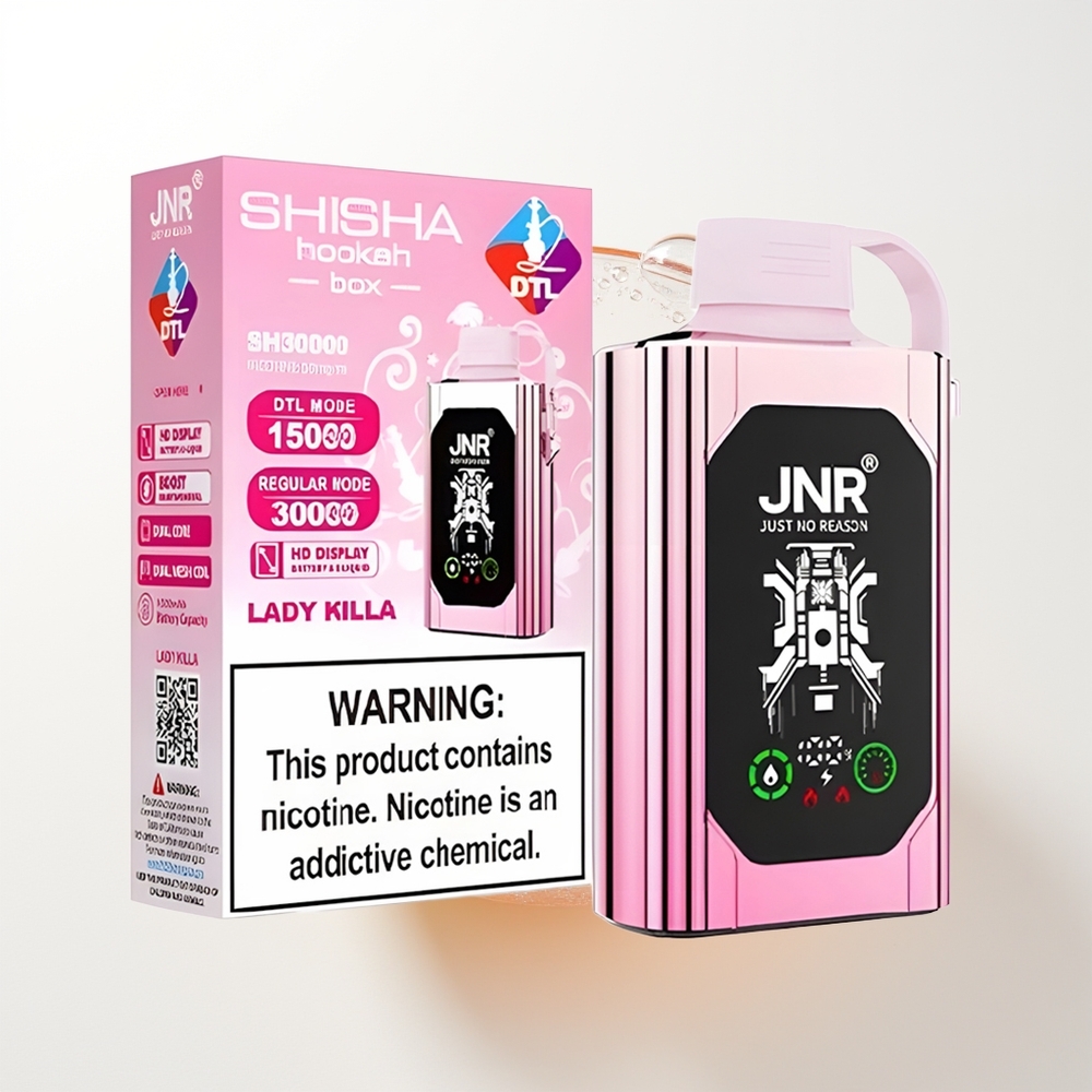JNR Shisha Hookah Box 20500 Lady Killa Puffs HD Displejs 25ml Dual Serdeņu Mīkstais