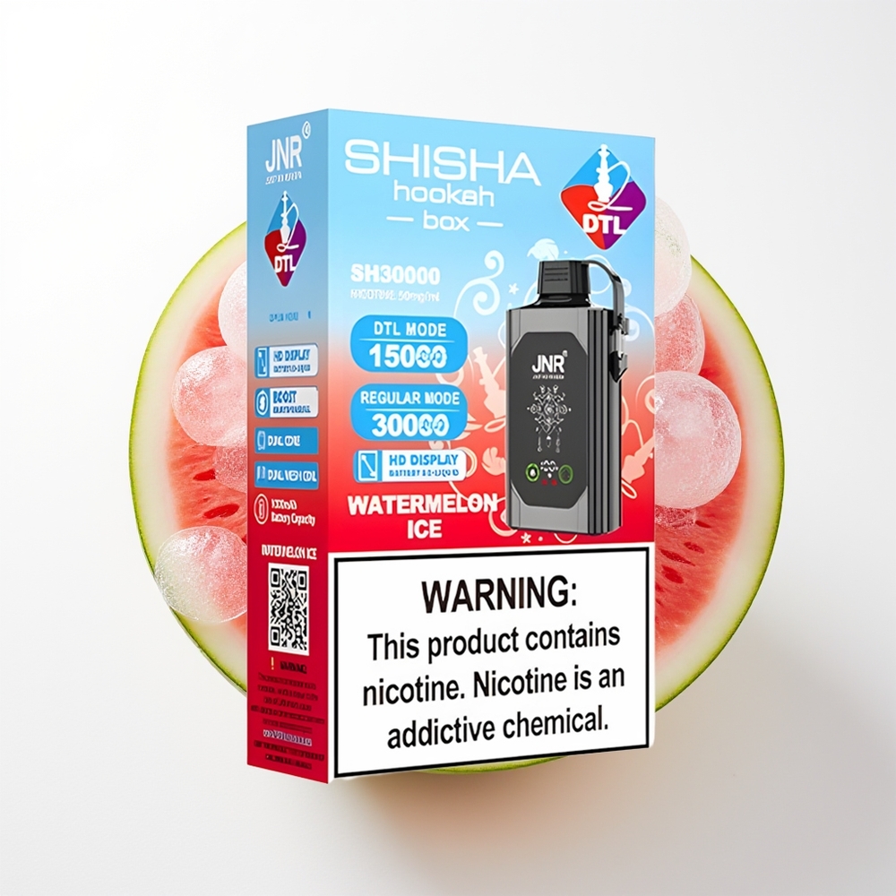 JNR Shisha Hookah Box 20500 Pūšas Vienreizējās Lietošanas Vape Arbūzs Ledus HD Displejs 1000mAh 25ml Dual Mesh Coil Dual Core Type-C Quick Charge 0% 2% 5%