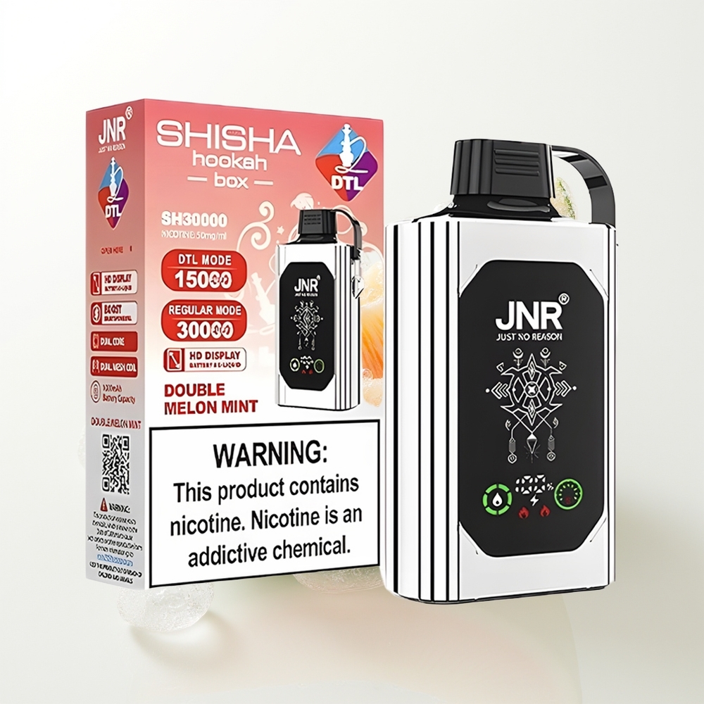 JNR Shisha Hookah Box 20500 Pūšu Vienreizējās Lietošanas Vape Dubultā Melona Mētra