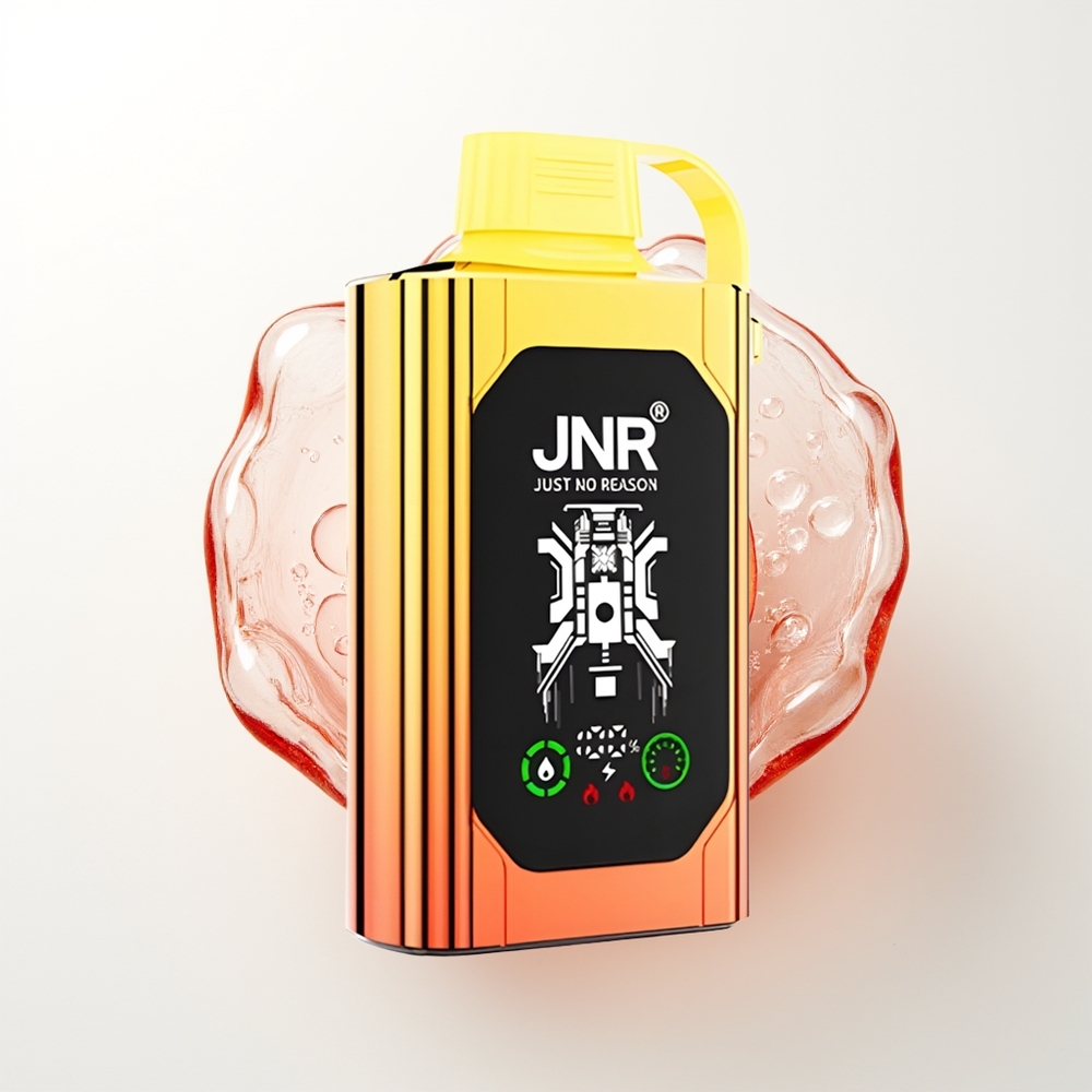 JNR Shisha Hookah Box 20500 Pūšu Vienreizējās Lietošanas Vape Sulušie Persiki HD Displejs 1000mAh 25ml Dual Mesh Coil & Dual Core Type-C Quick Charge 0% 2% 5%