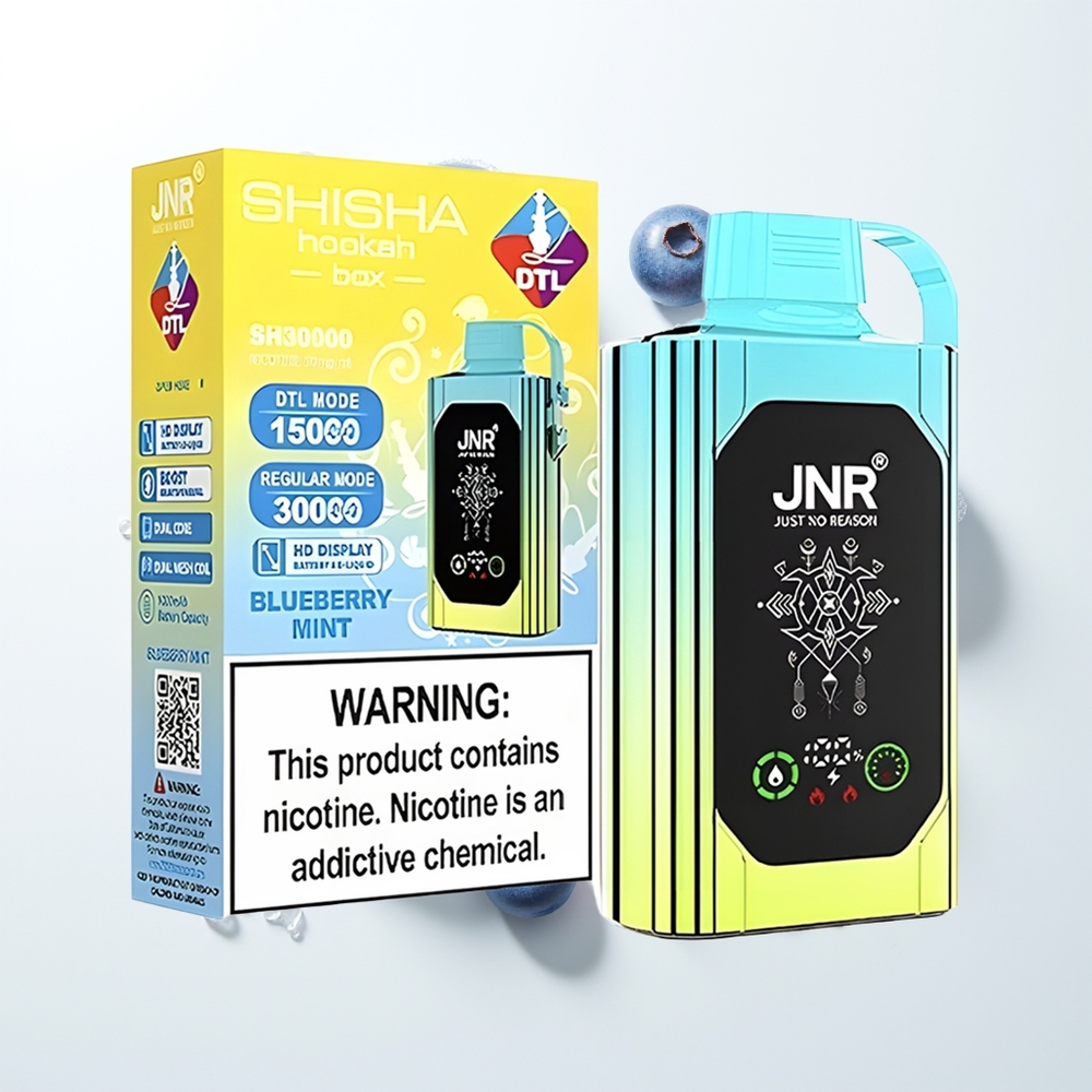 JNR Shisha Hookah Box 20500 Pūšu Vienreizējās Lietošanas Vape Zilene Mētra
