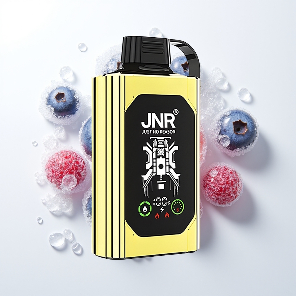 JNR Shisha Hookah Box 20500 Pūšu Zemeņu Ledus HD Displejs 1000mAh 25ml Dual Mesh Coil Dual Core Type-C Quick Charge 0% 2% 5%