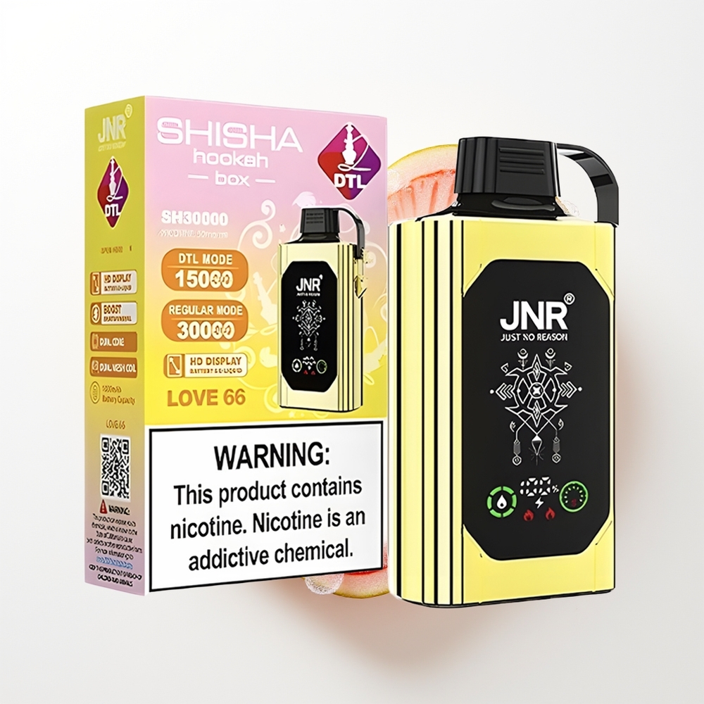 JNR Shisha Hookah Box 20500 Puffs Vienreizējās Lietošanas Vape Mīlestība 66 HD Displejs 1000mAh 25ml Divkāršais Sietas Serdeņu Tips-C Ātrās Uzlādes 0% 2% 5%