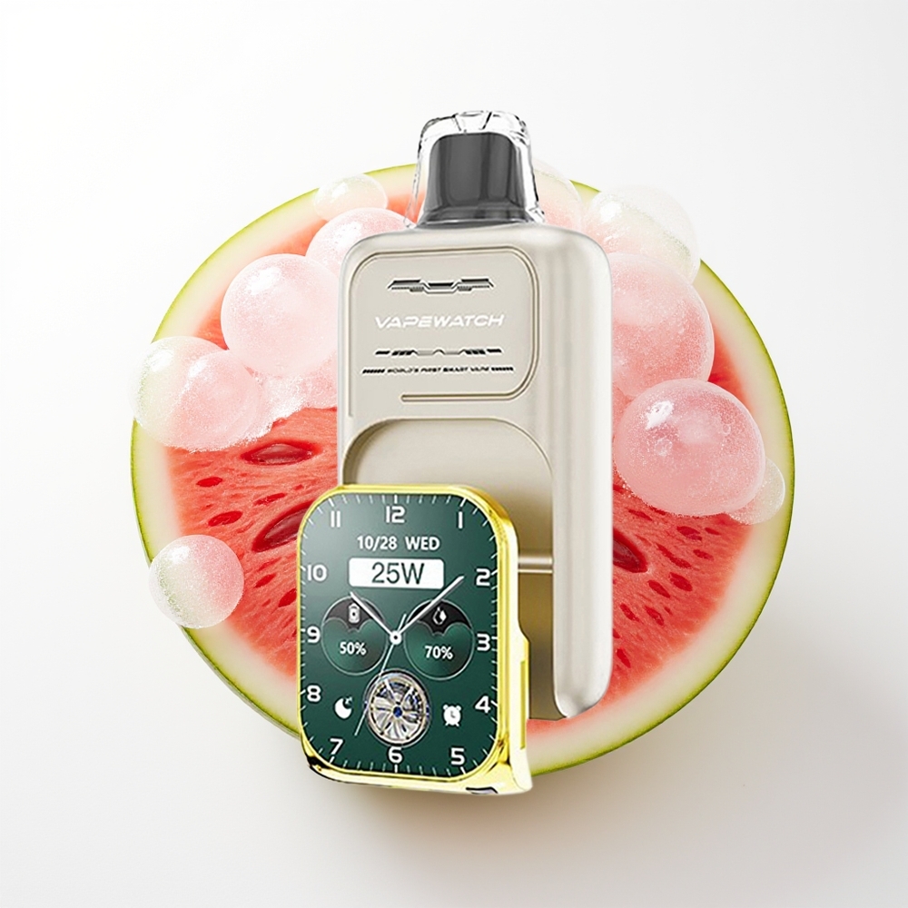 JNR VapeWatch 30000 Pūšu Vienreizējās Lietošanas Vape Arbūza Ledus ar 1000mAh, 19mL, 5% Nikotīna, Dual Mesh Coil, Type-C Quick Charge