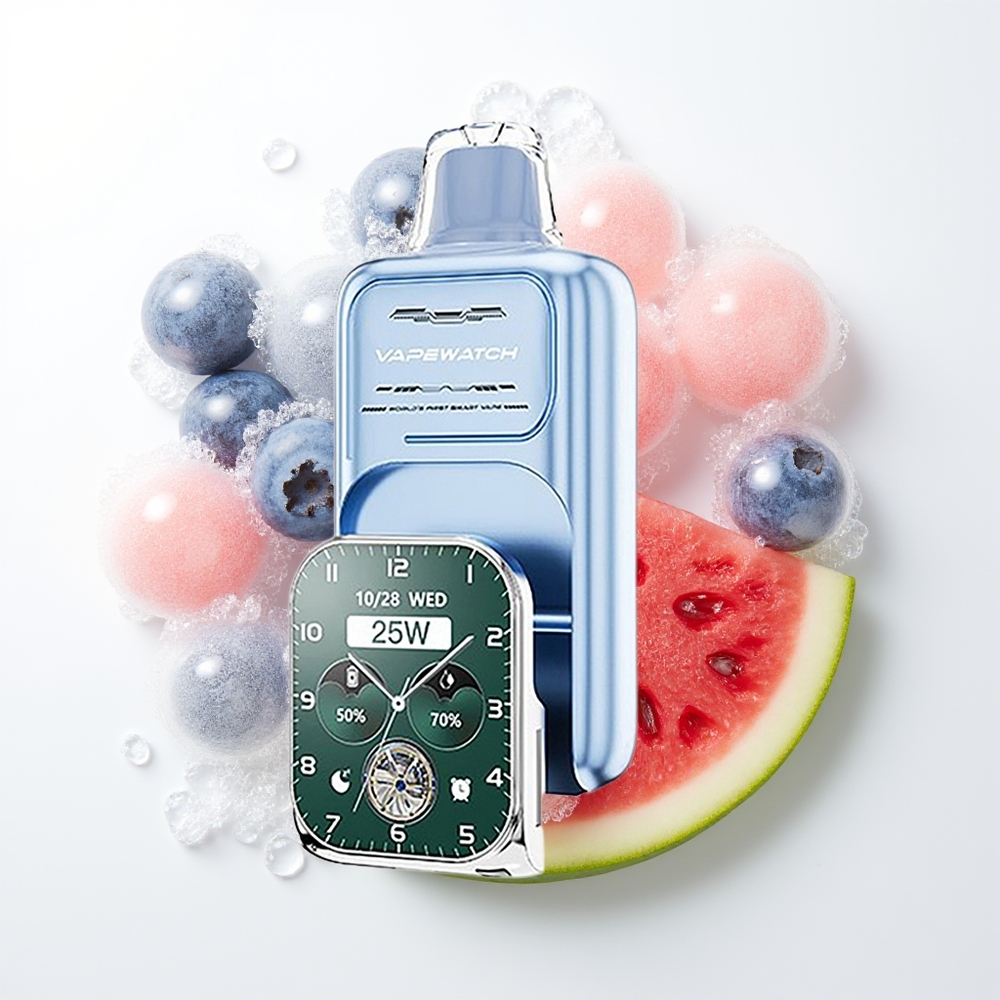 JNR VapeWatch 30000 Pūšu Vienreizējās Lietošanas Vape Zilā Ķirbene Arbūzs 1000mAh 19mL 5% Dual Mesh Coil Type-C