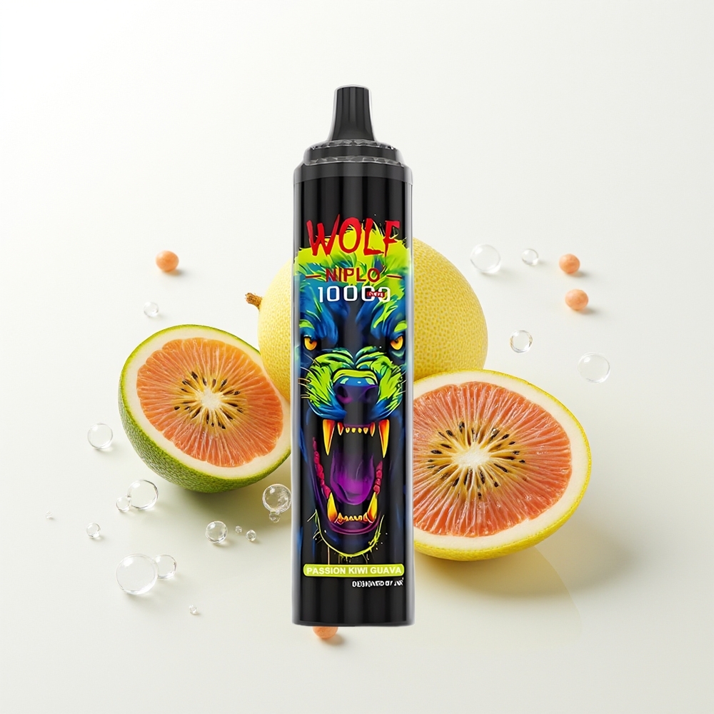 JNR Wolf Niplo 10000 Pūši Aromātu Kombinācija: Pašizteiksmes Kivi un Guava + 1.0 Ohm Režģa Spole, 650mAh Akumulators, 20ml E-šķidruma, Nikotīns: 0%, 2%, 5%, Type-C ātrās uzlādes