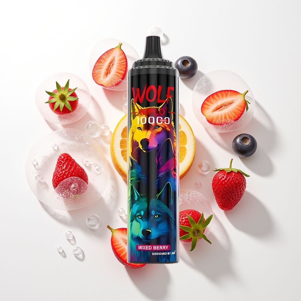 JNR Wolf Niplo 10000 Pūšu Jauktu Ogļu Vienreizējās Lietošanas Vape 1.0 Ohm Sīkstīga, 20ml, Type-C