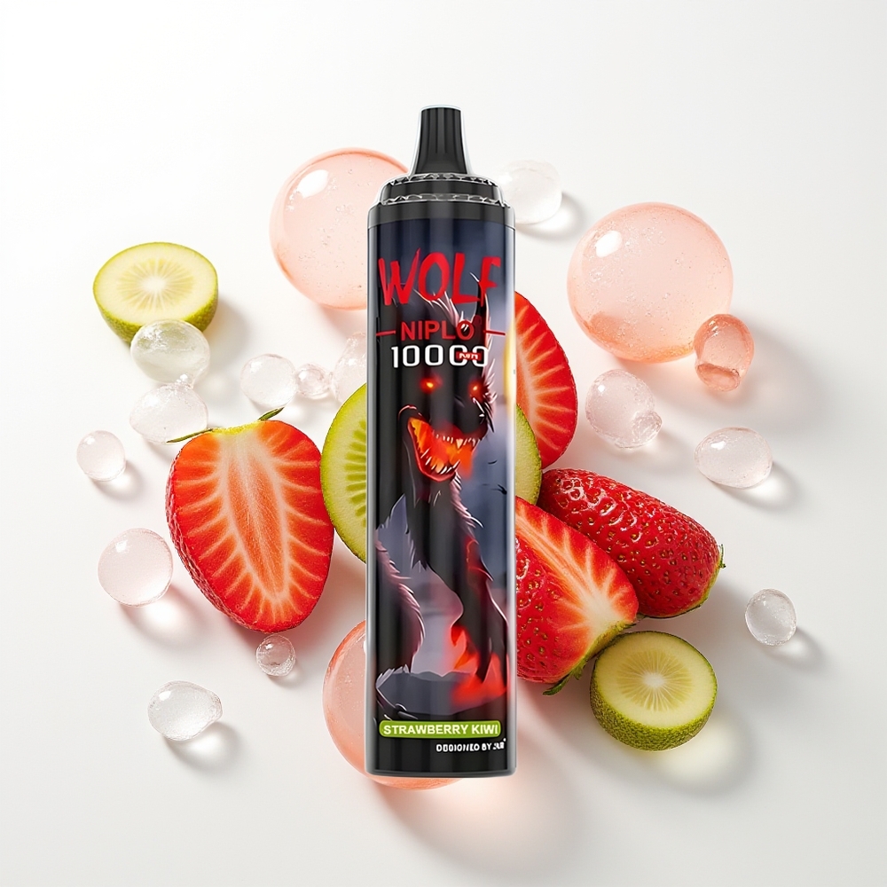 JNR Wolf Niplo 10000 Pūšu Zemeņu Kiwi Režģa Spole 1.0 Ohm 650mAh 20ml Type-C