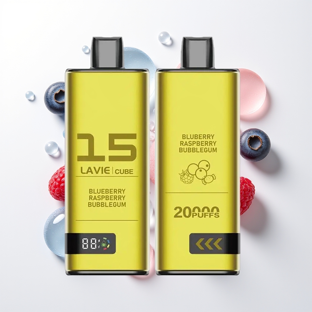 LAVIE Cube 20000 Pūšu Izmestājā Veipa Zilenes Aveņu Bubblegum 28ML 5% 600mAh