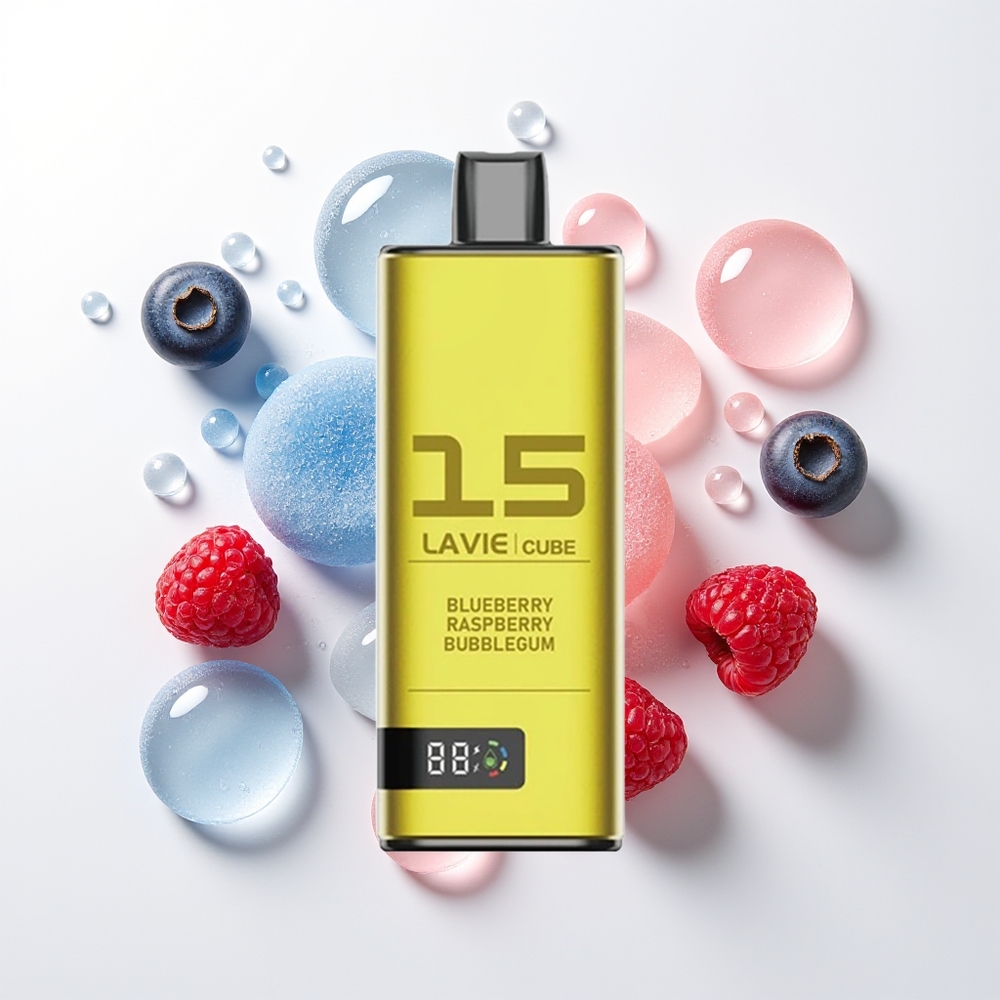 LAVIE Cube 20000 Pūšu Izmestājā Veipa Zilenes Aveņu Bubblegum 28ML 5% 600mAh