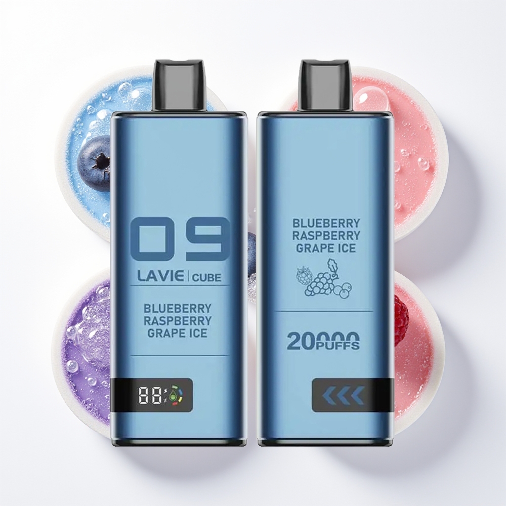 LAVIE Cube 20000 Pūšu Izmestais Veips Zilene Aveņu Vīnogu Ledus 2% 5% 28ML 600mAh Type C