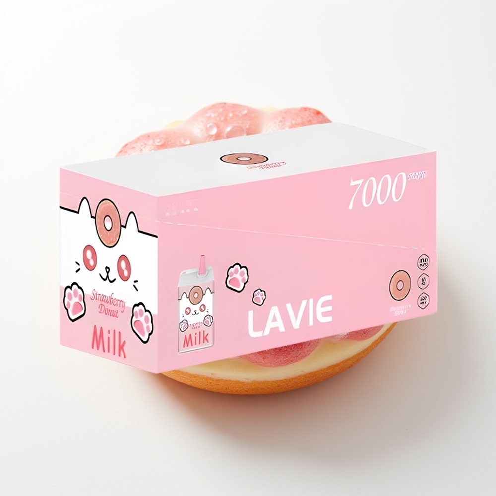 LAVIE Milk 7000 Pūšu Zemeņu Donuts Vienreizējās Lietošanas Vape (0,058 kg, 37x34x65 cm, 16ML, 600mAh, Type C)