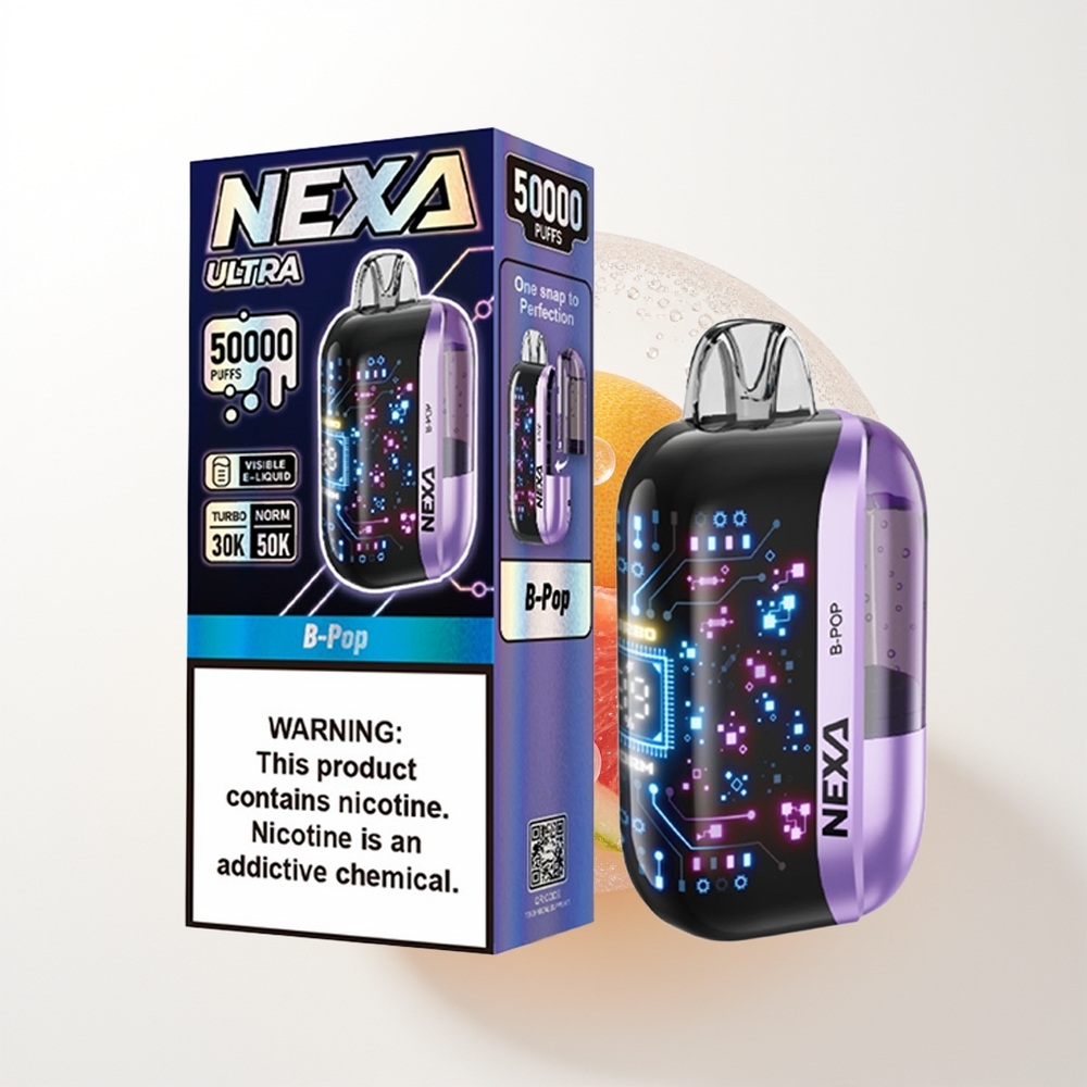 NEXA Ultra 50000 B-Pop Pūšu 20ml 800mAh 5% Nikotīna 0.9ohm Dual Mesh 3D Ekrāns Type-C
