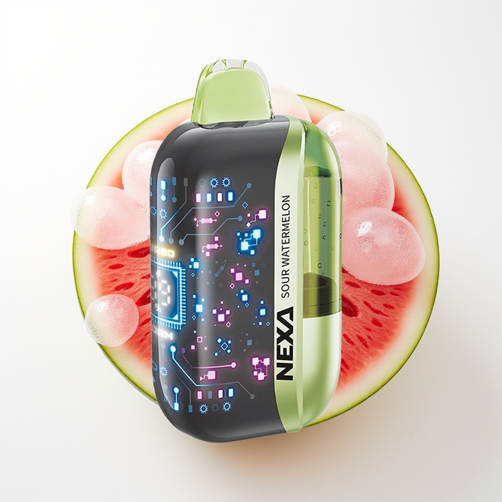 NEXA Ultra 50000 Pūšu Sūrs Arbūzs Dispozitīvs Veips 20ml 800mah 5% Nikotīns 0.9ohm Dual Mesh 3D Ekrāns Type-C