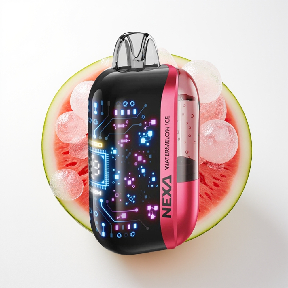NEXA Ultra 50000 Pūšu Vienreizējās Lietošanas Vape Arbūzu Ledus ar 20ml Priekšpildījumu, 800mah Akumulatoru, 5% Nikotīna, 0.9ohm Dubultā Režģa Spoles, 3d Izliektu Displeju un Type-c Uzlādi