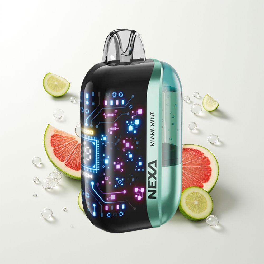 NEXA Ultra 50000 Pūšu Vienreizējās Lietošanas Vape Maiami Mētra 20ml 800mAh 5% Nikotīna 0.9ohm Dual Mesh Ekrāns Type-C