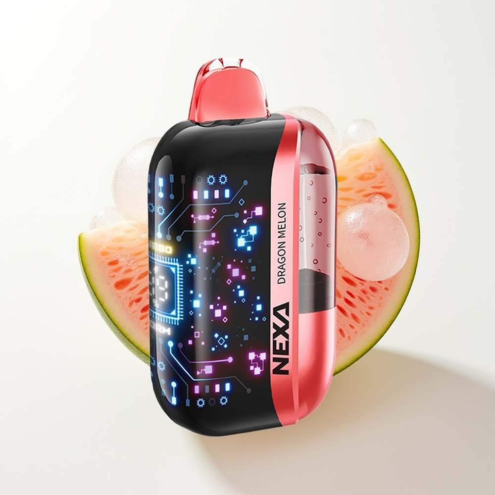 NEXA Ultra 50000 Pūšu Vienreizējās Lietošanas Vape Pūķa Melone ar 20ml Priekšpildījumu, 800mAh Akumulatoru, 5% Nikotīna, 0.9ohm Dual Mesh Spoles, 3d Izliekts Displejs un Type-c Uzlāde