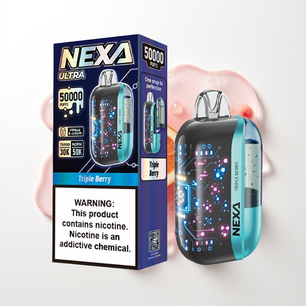 NEXA Ultra 50000 Pūšu Vienreizējās Lietošanas Vape Trīs Ogļu (20ml, 800mAh, 5% Nikotīna, 0.9ohm Dual Mesh, 3D Liektais Ekrāns, Type-C Uzlāde)