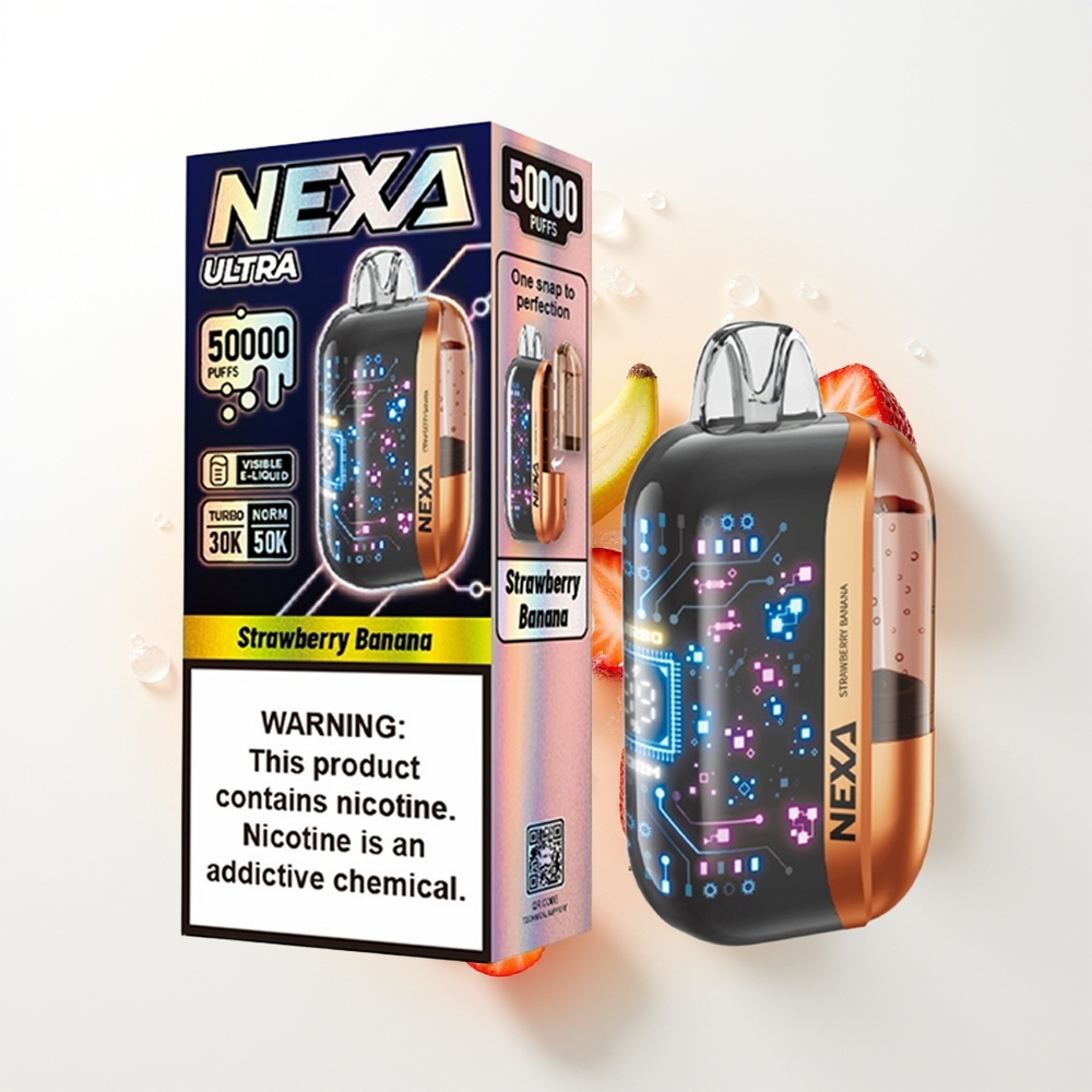 NEXA Ultra 50000 Pūšu Vienreizējās Lietošanas Vape Zemene Banāns 20ml 800mah 5% 0.9ohm Dual Mesh 3d Curved Screen Type-c