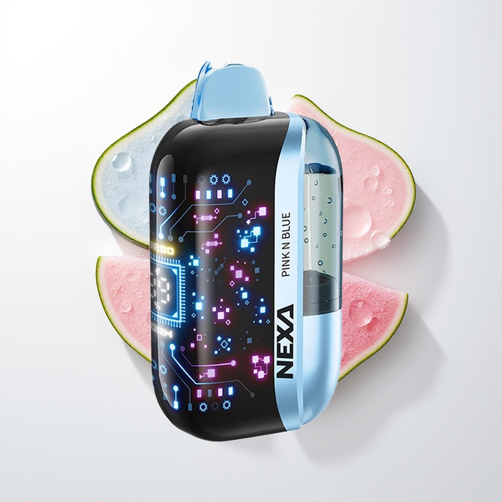 NEXA Ultra 50000 Puffu Dispozablais Veips Rozā un Zila 20ml 800mAh 5% Nikotīna 0.9ohm Dual Mesh 3D Ekrāns Type-C
