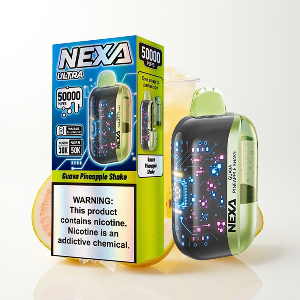NEXA Ultra 50K Vienreizējās Lietošanas Vape 50000 Pūši Guava Ananāsu Kokteilis 20ml 800mAh 5% Nikotīna 0.9ohm Dual Mesh 3D Ieliekts Ekrāns Type-C Uzlāde