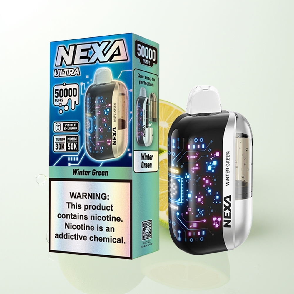 NEXA Ultra 50 000 Ieelpas Ziemas Zaļš 20ml 800mAh 5% 0.9ohm 3D Ekrāns Type-C