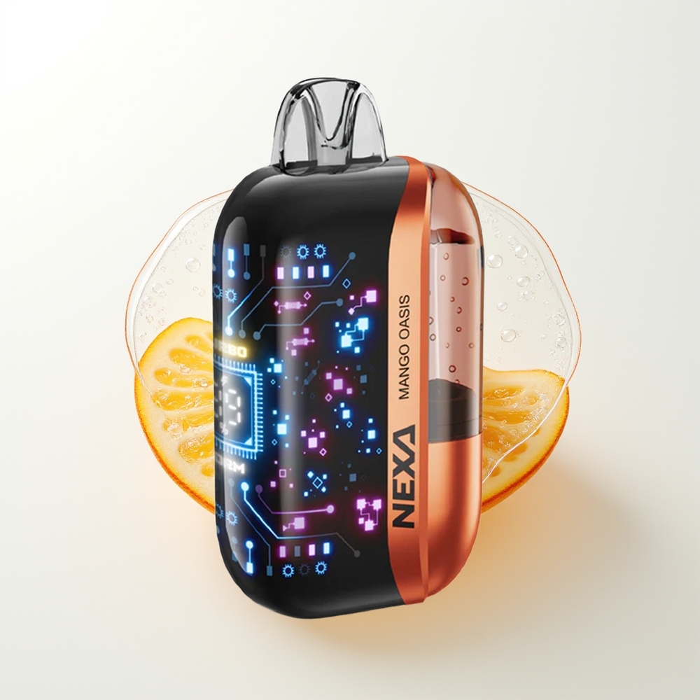 NEXA Ultra 50 000 Iekšā Ielādēta Iespēja Mango Oāze 20ml 800mah 5% 0.9ohm Duel Mesh 3D Izliekts Ekrāns Type-c Uzlāde