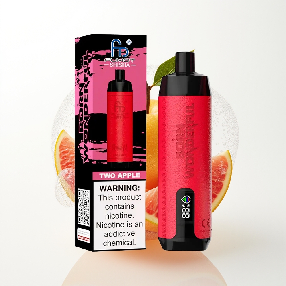 RandM Fumot Shisha 10000 Ieelpas Vienreizējās Lietošanas Vape Divi Āboli LED Indikators 18ml iepriekš Uzpildīts e-šķidrums 850 mAh Baterija 0.6ohm Sietas Spole Type-C Ports 0.5% Nikotīna Saturs
