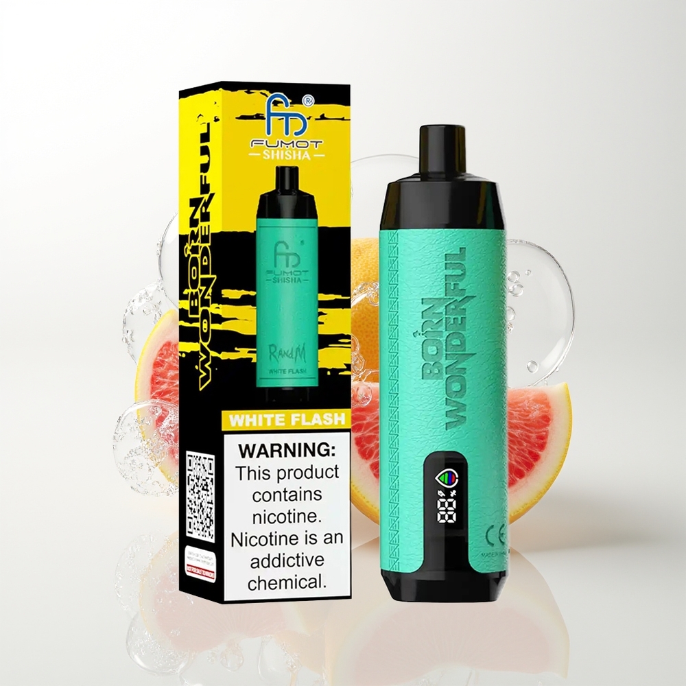 RandM Fumot Shisha 10000 Puffs Baltā Zibsnīšu Vienreizējās Lietošanas Vape ar LED Indikatoru, 18ml e-šķidruma, 850 mAh Akumulatoru, 0.6ohm Mesh Spoli un Type-C Portu
