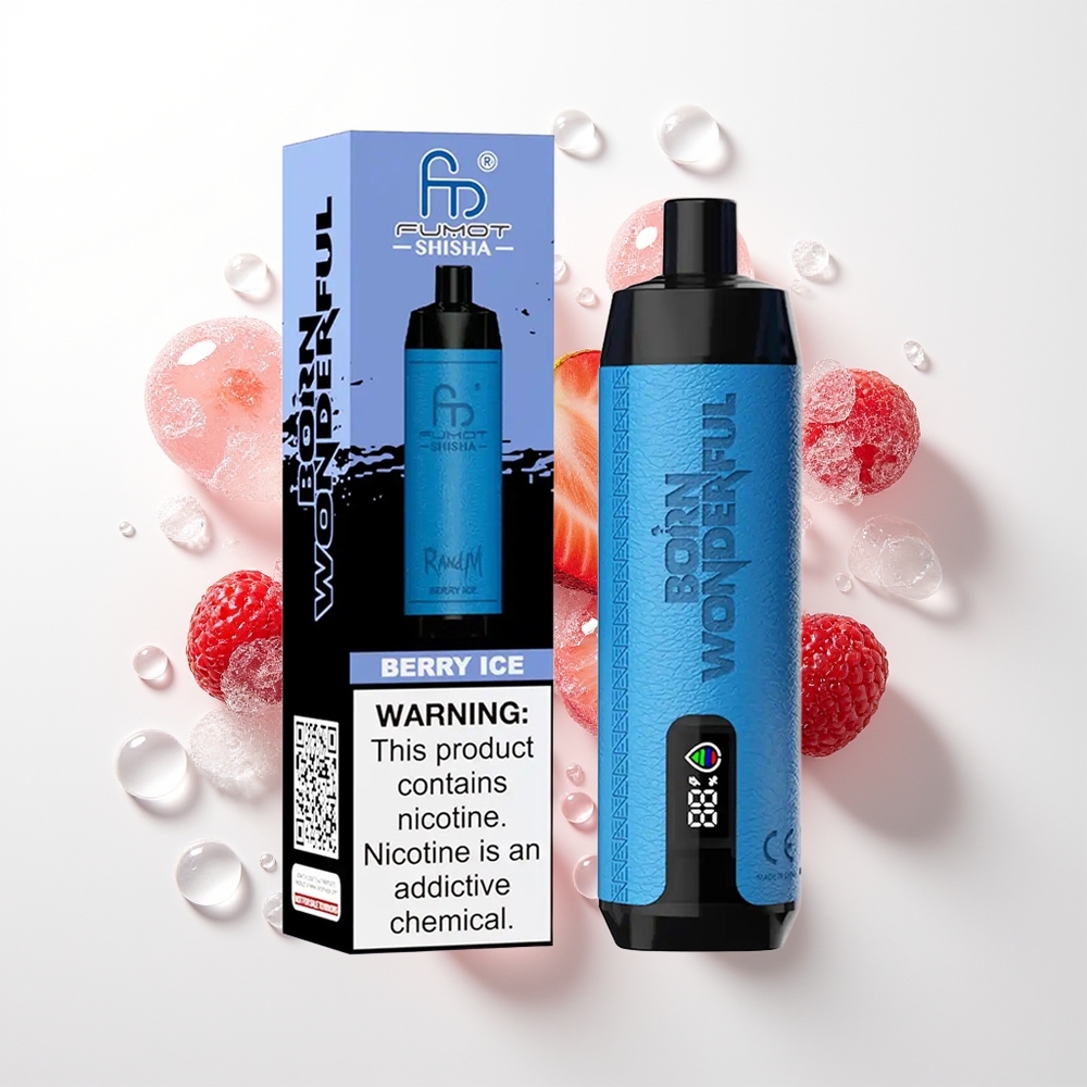 RandM Fumot Shisha 10000 Puffs Ieskūšanās Ogļu Garša LED Indikators 18ml 850mAh 0.6ohm Type-C 0.5% Nikotīns