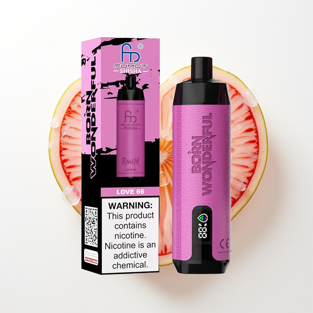 RandM Fumot Shisha 10000 Puffs Vienreizējās Lietošanas Vape Mīlestība 66 LED Indikators 18ml e-šķidrums 850 mAh Akumulators 0.6ohm Sietspole Type-C Ports 0.5% Nikotīns