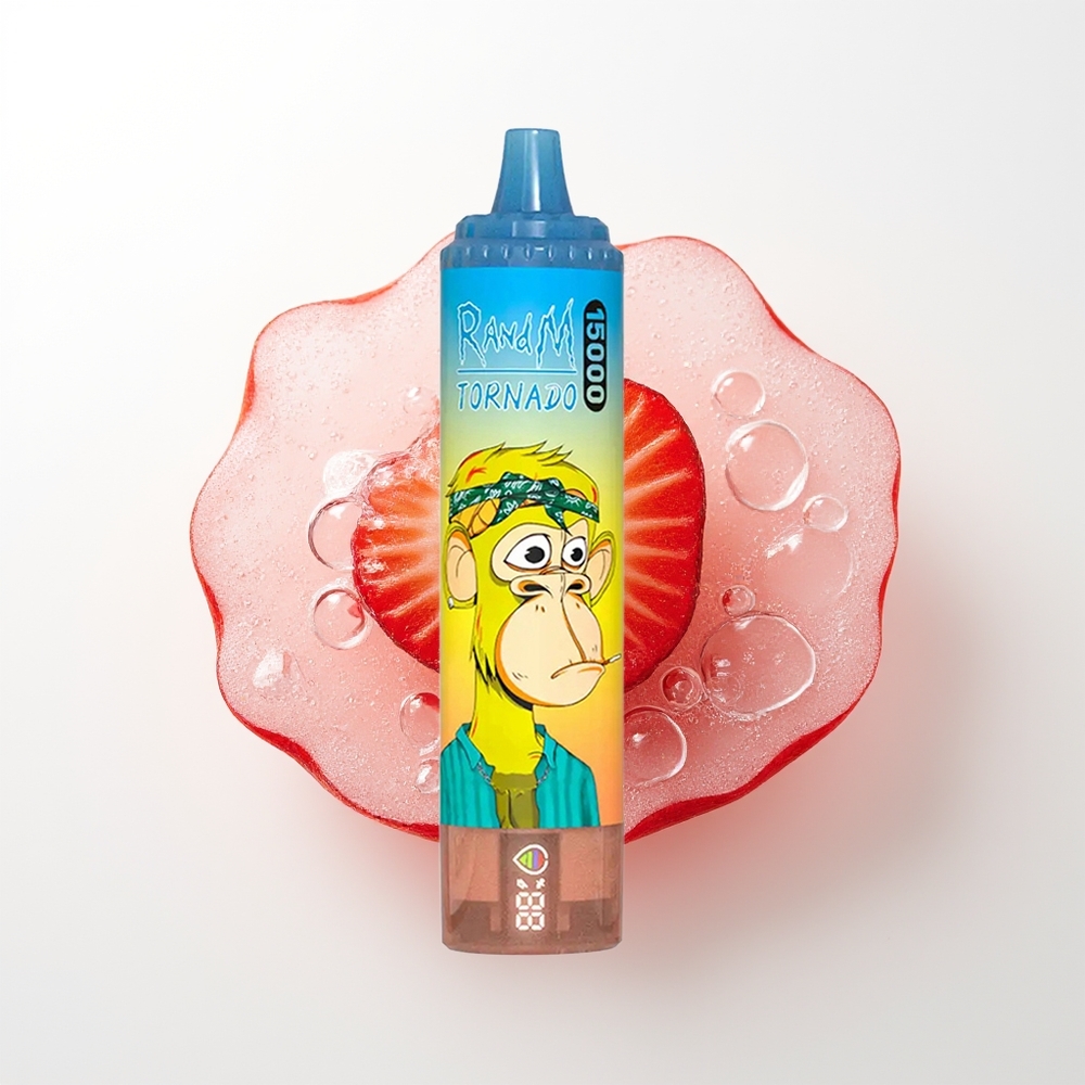 RandM Fumot Tornado 15000 Pūšieni Zemeņu 25ml 850mAh 0.9 Ohm Mesh Type-C LCD