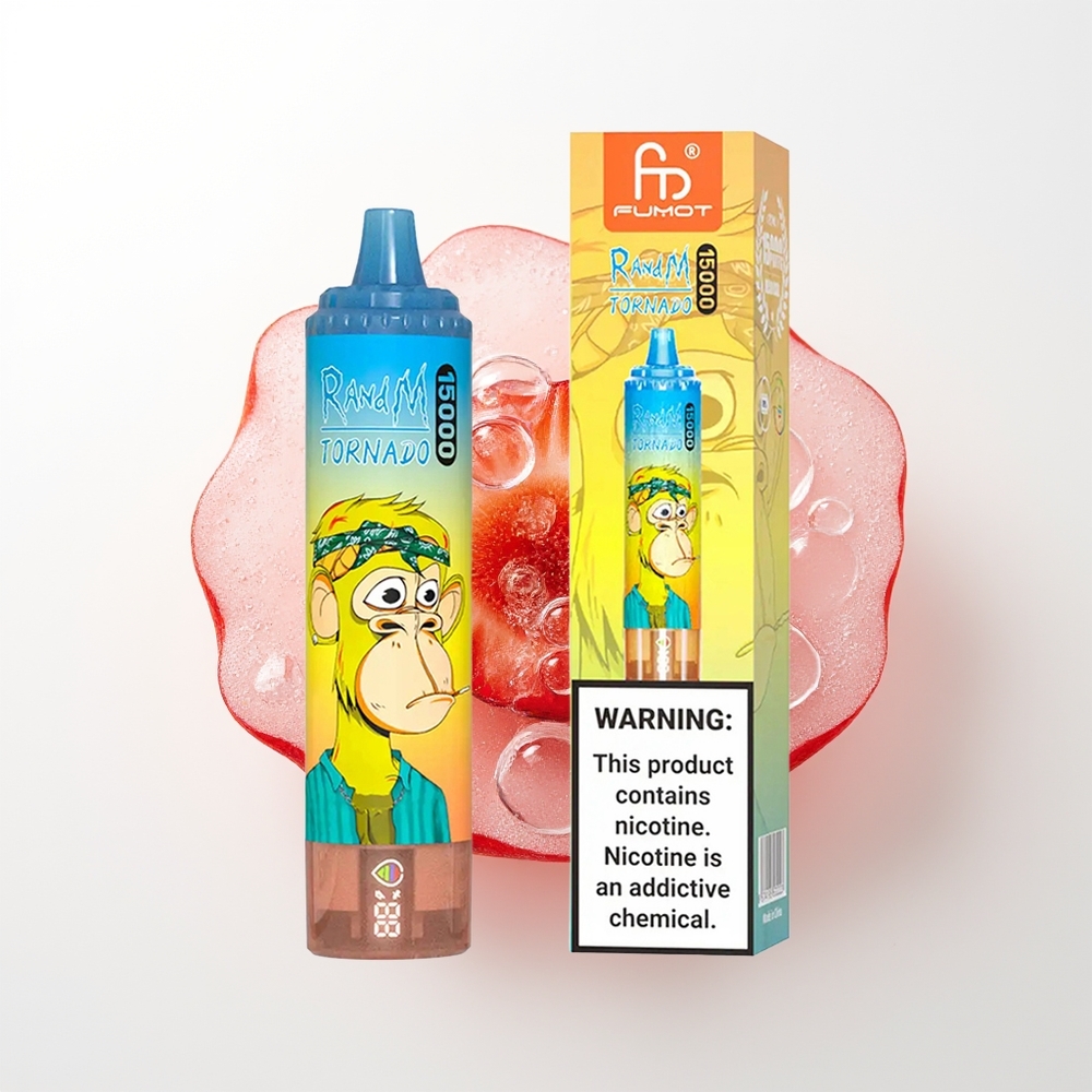 RandM Fumot Tornado 15000 Pūšieni Zemeņu 25ml 850mAh 0.9 Ohm Mesh Type-C LCD