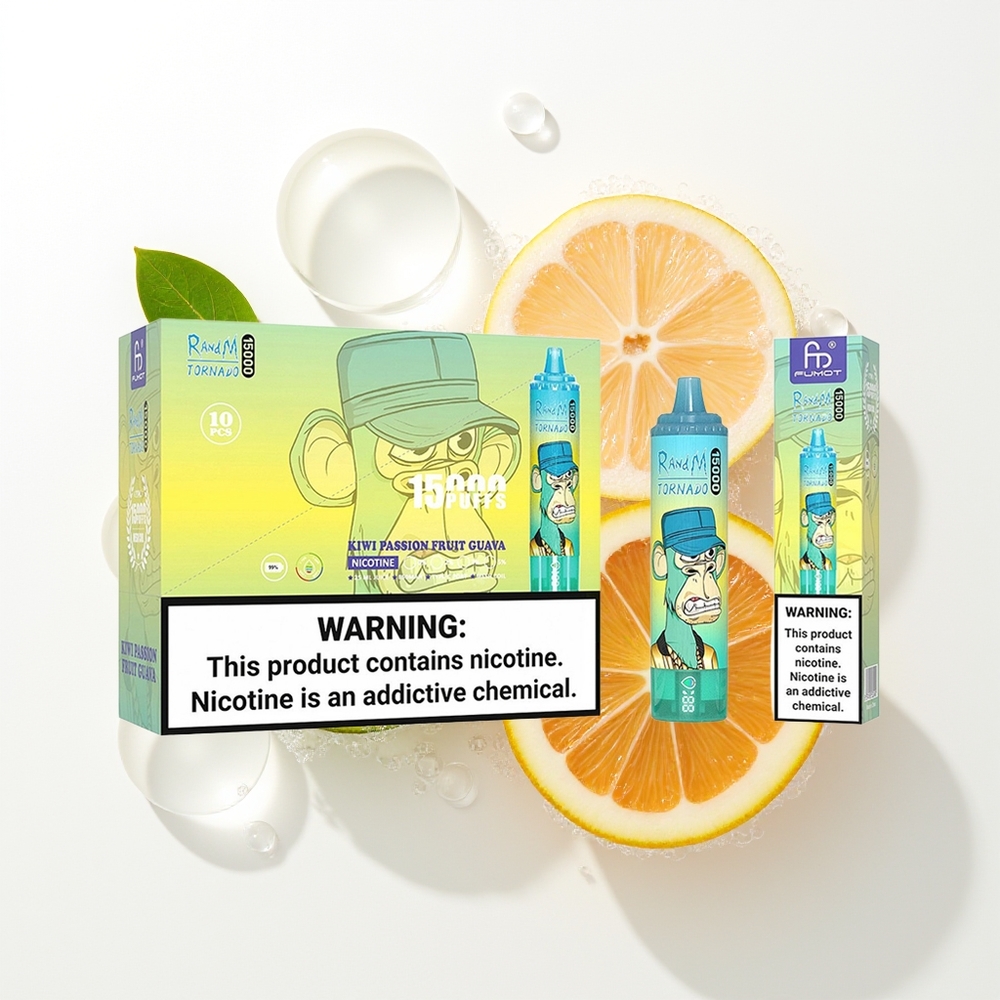 RandM Fumot Tornado 15000 Pūšu Vienreizējās Lietošanas Vape Ķīviu Marakuļa Guava 25ml 850mAh Mesh LCD Type-C